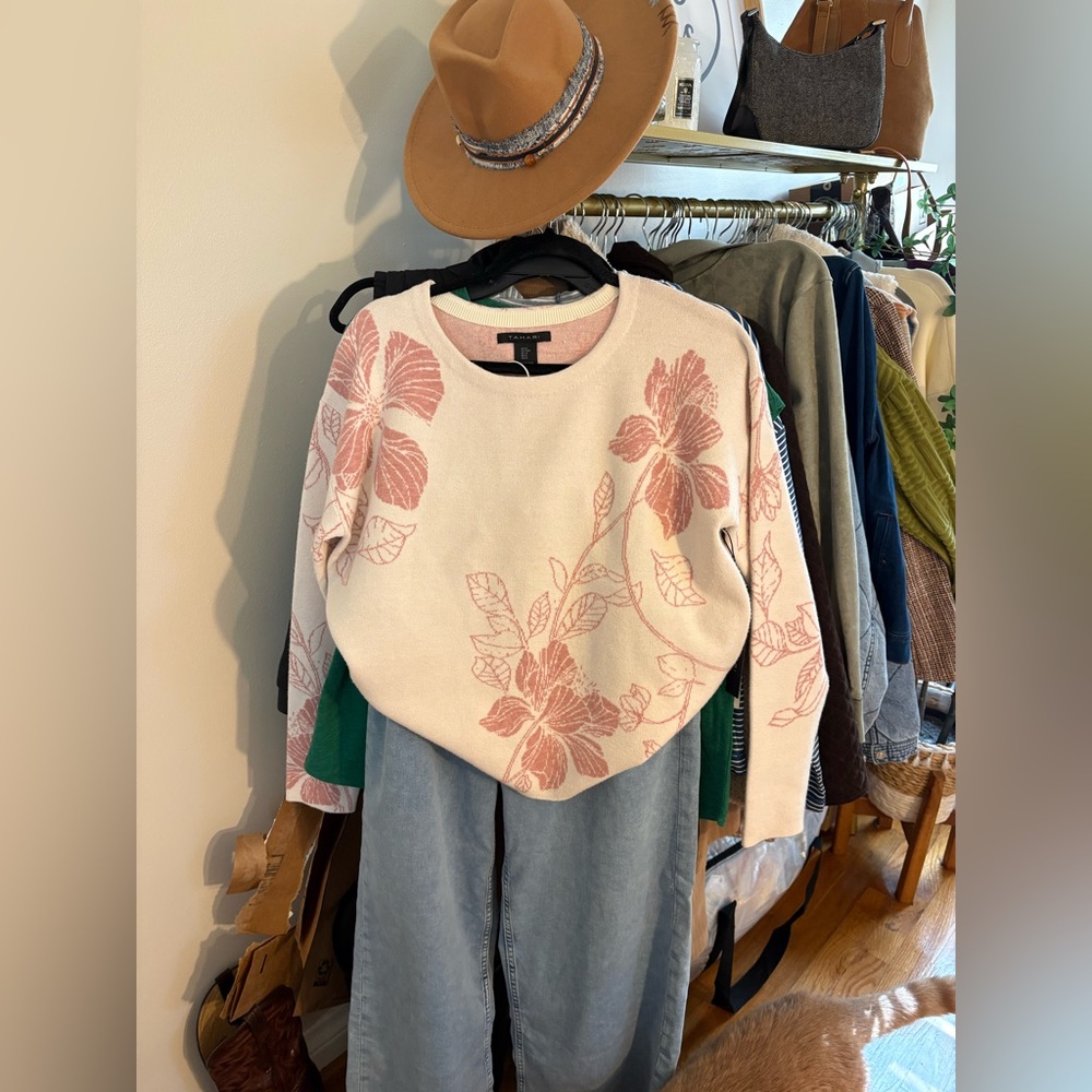 Floral Sweater with Pink Design NWT